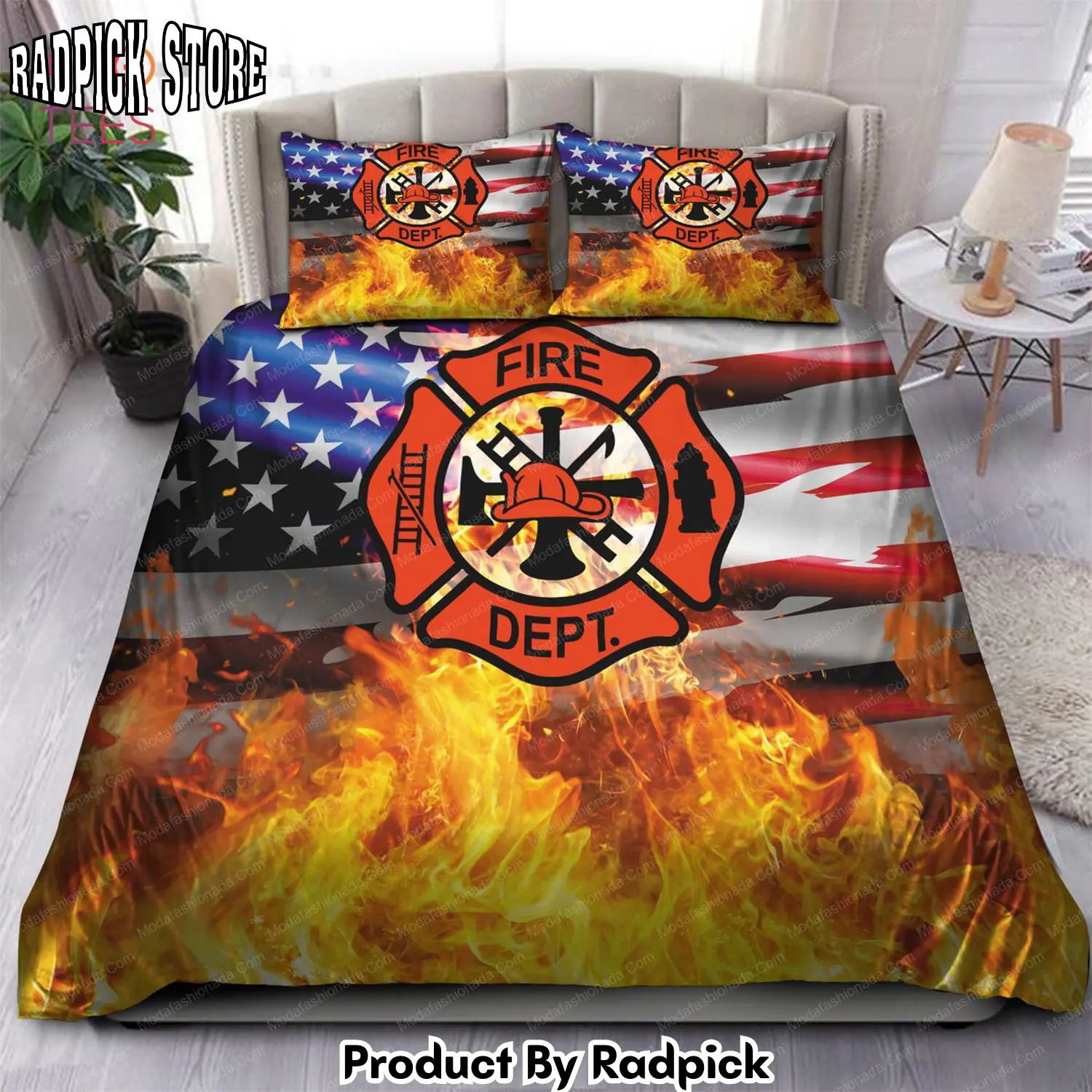 Radpick american flag firefighter bedding sets rp3278813